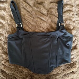 Princess Polly Black Crop Tank with Zipper Detail